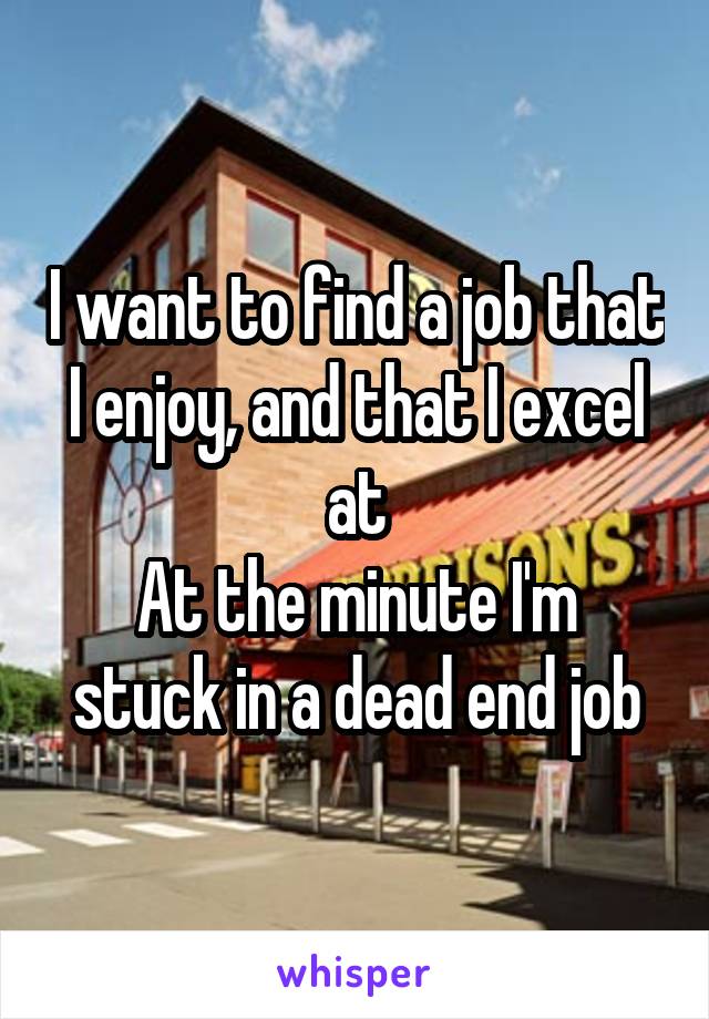 I want to find a job that I enjoy, and that I excel at
At the minute I'm stuck in a dead end job
