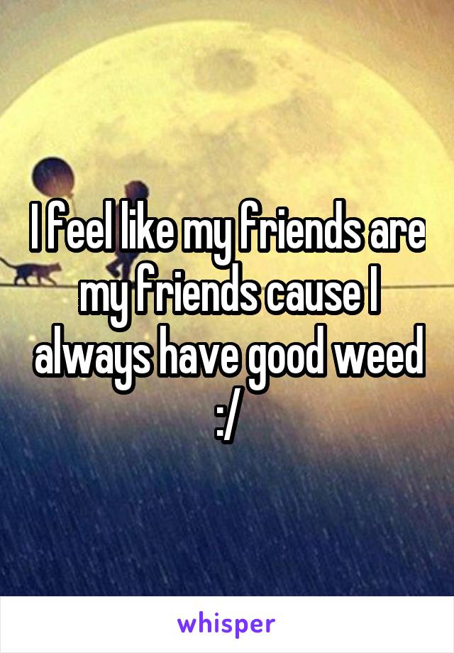 I feel like my friends are my friends cause I always have good weed :/