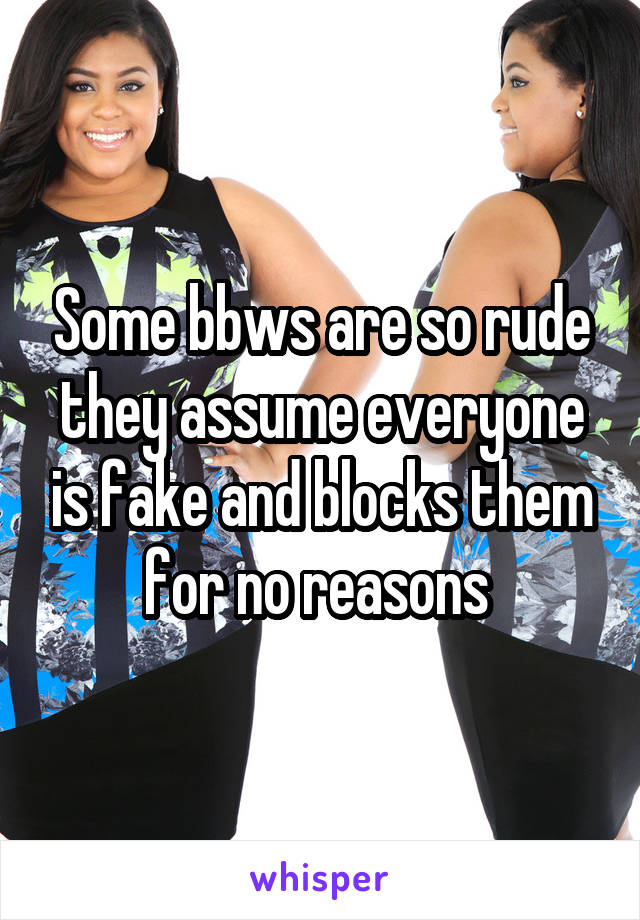 Some bbws are so rude they assume everyone is fake and blocks them for no reasons 