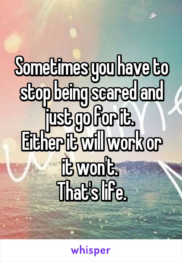 Sometimes you have to stop being scared and just go for it. 
Either it will work or it won't. 
That's life.