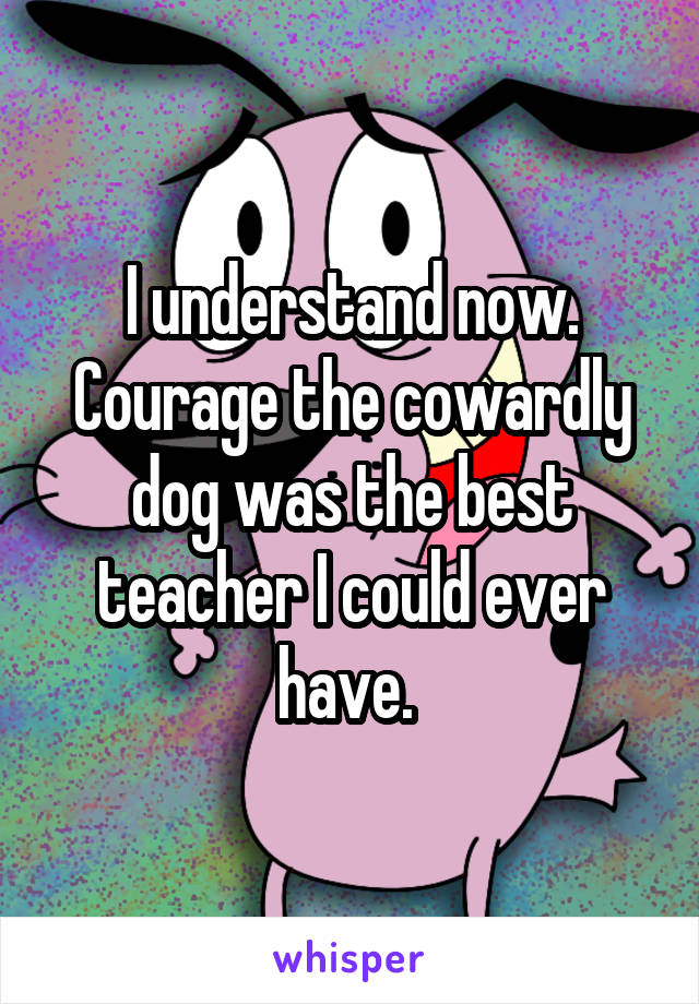I understand now. Courage the cowardly dog was the best teacher I could ever have. 