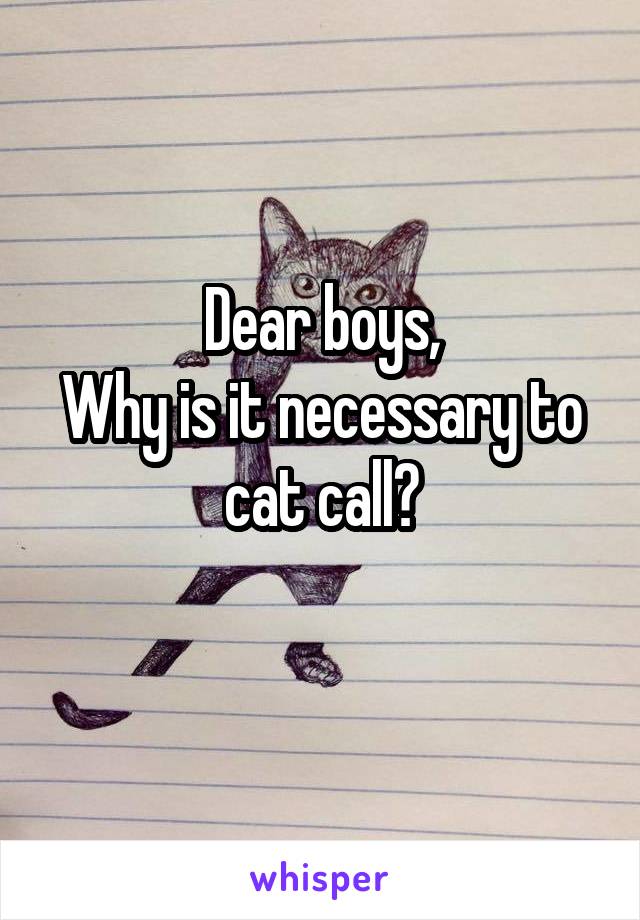 Dear boys,
Why is it necessary to cat call?
