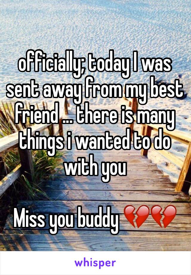 officially; today I was sent away from my best friend ... there is many things i wanted to do with you 

Miss you buddy 💔💔
