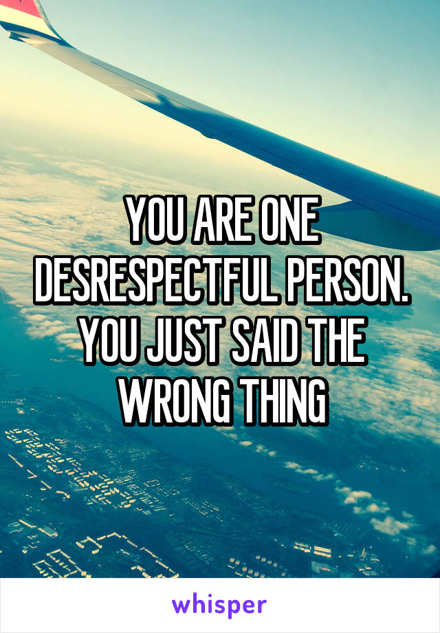 YOU ARE ONE DESRESPECTFUL PERSON. YOU JUST SAID THE WRONG THING