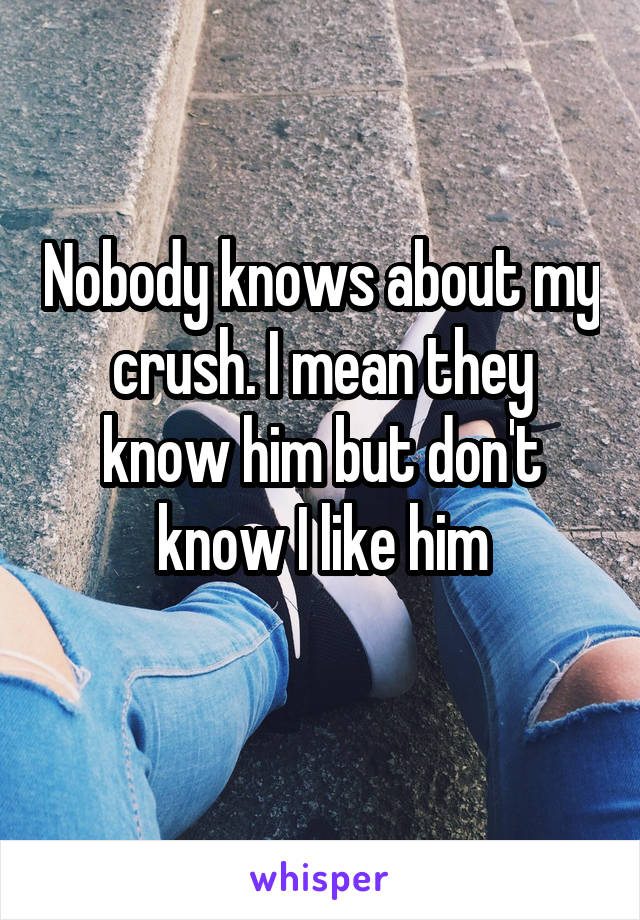 Nobody knows about my crush. I mean they know him but don't know I like him
