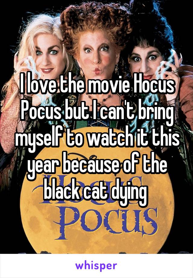 I love the movie Hocus Pocus but I can't bring myself to watch it this year because of the black cat dying 