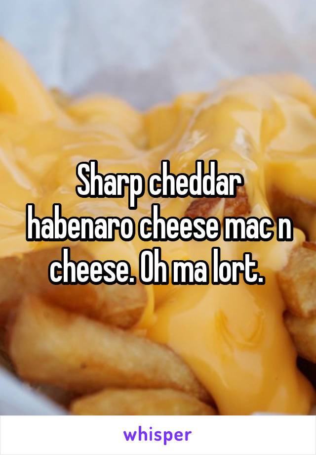 Sharp cheddar habenaro cheese mac n cheese. Oh ma lort. 