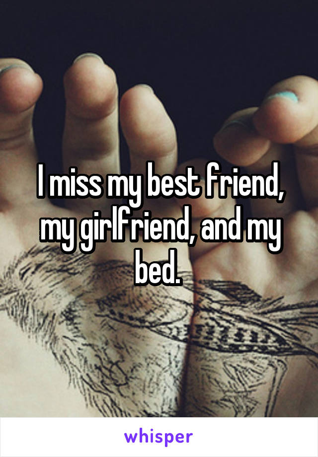 I miss my best friend, my girlfriend, and my bed. 