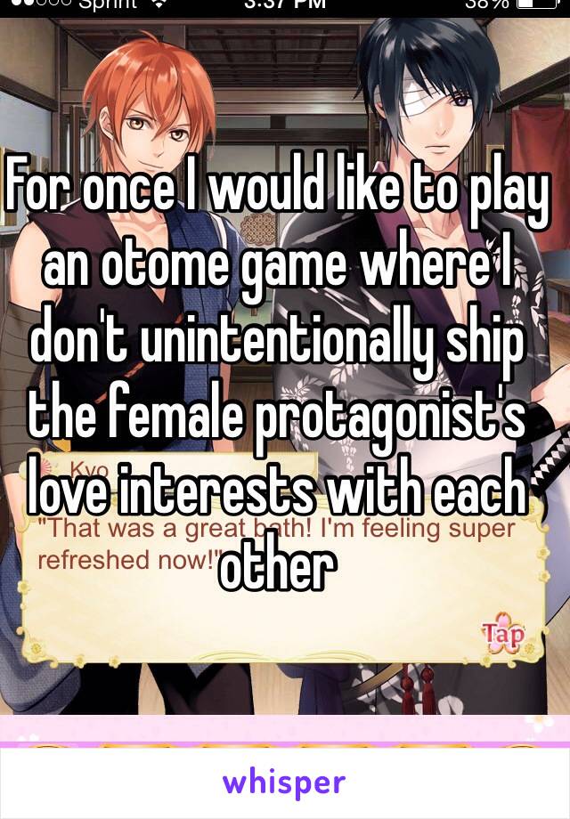 For once I would like to play an otome game where I don't unintentionally ship the female protagonist's love interests with each other 