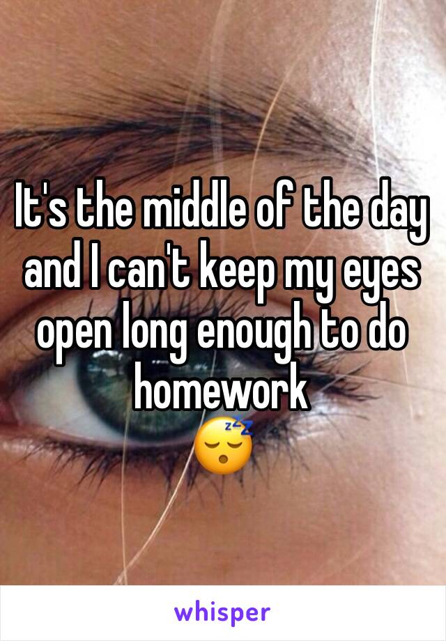 It's the middle of the day and I can't keep my eyes open long enough to do homework 
😴 