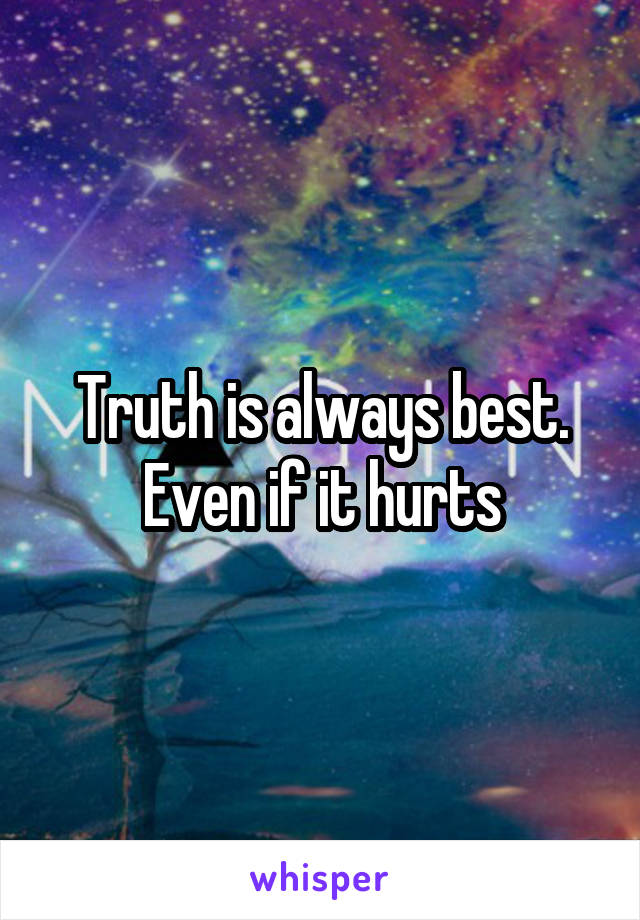 Truth is always best. Even if it hurts