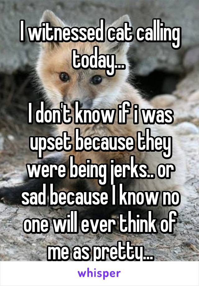 I witnessed cat calling today... 

I don't know if i was upset because they were being jerks.. or sad because I know no one will ever think of me as pretty...