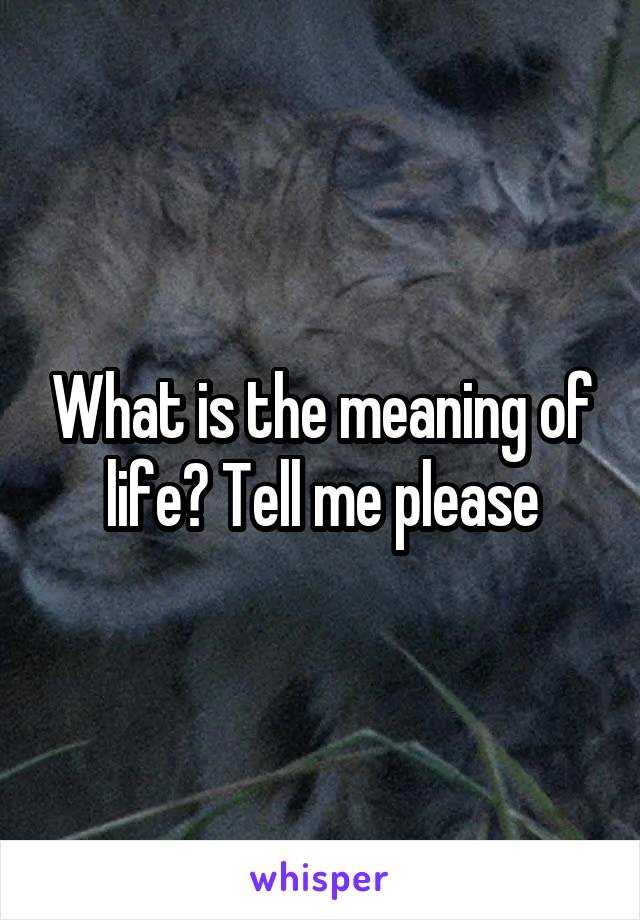 What is the meaning of life? Tell me please