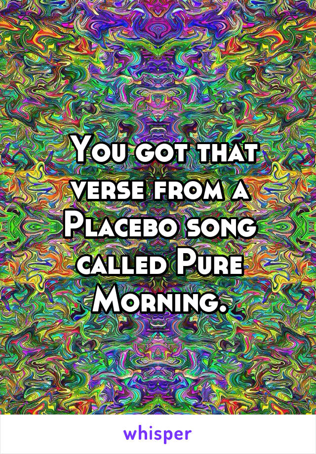 You got that verse from a Placebo song called Pure Morning.