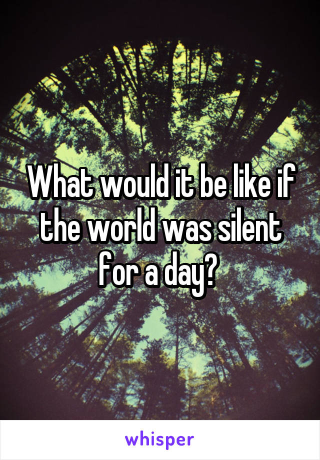 What would it be like if the world was silent for a day? 