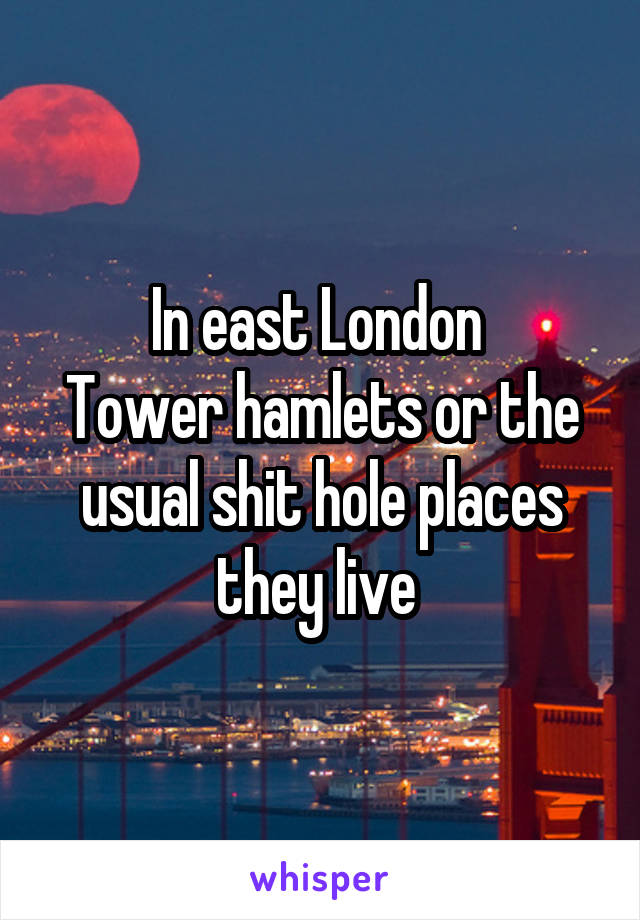 In east London 
Tower hamlets or the usual shit hole places they live 