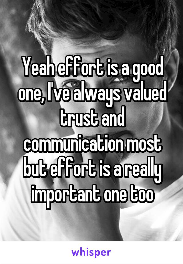Yeah effort is a good one, I've always valued trust and communication most but effort is a really important one too