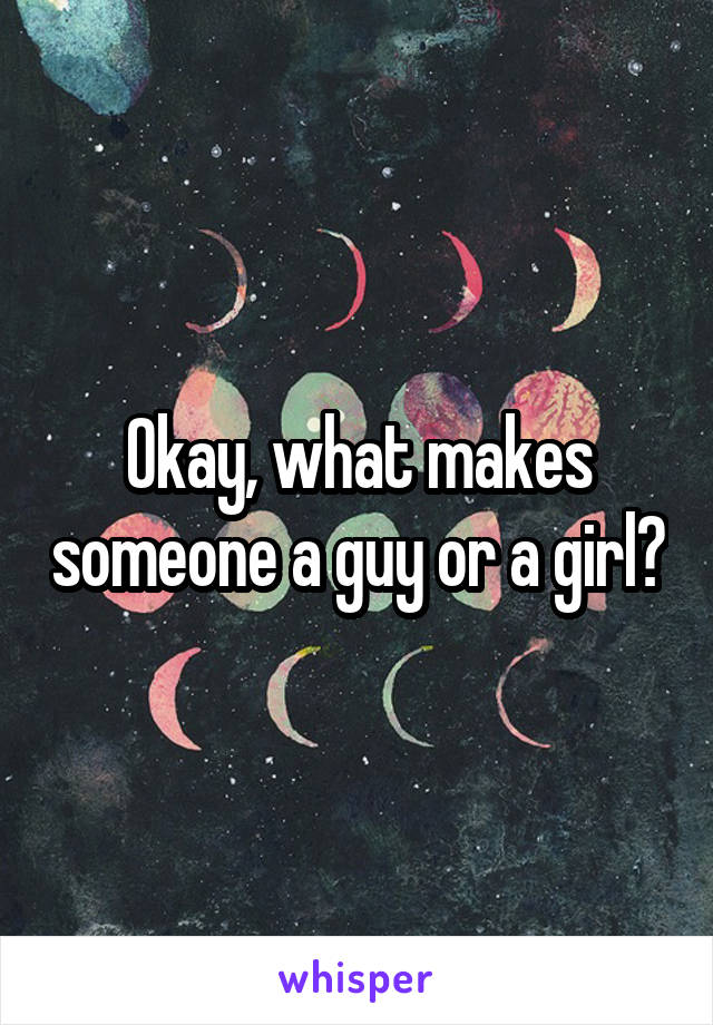 Okay, what makes someone a guy or a girl?