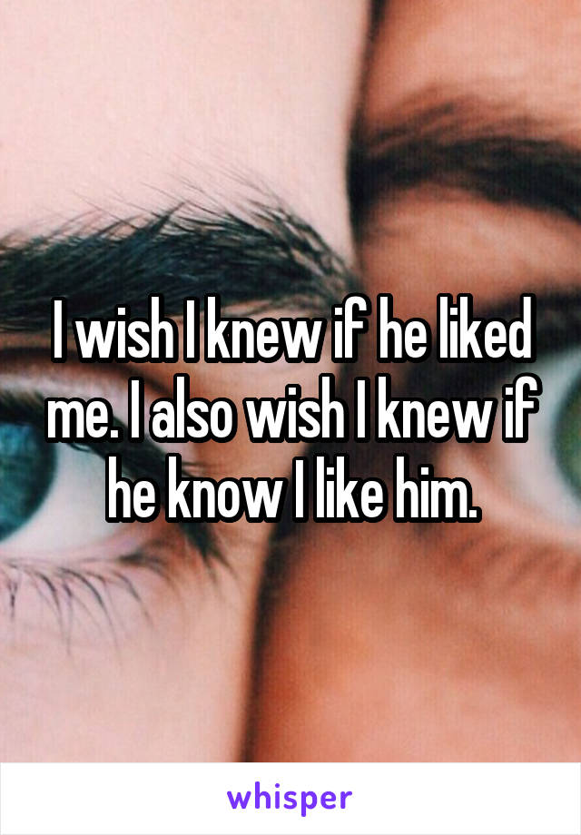 I wish I knew if he liked me. I also wish I knew if he know I like him.
