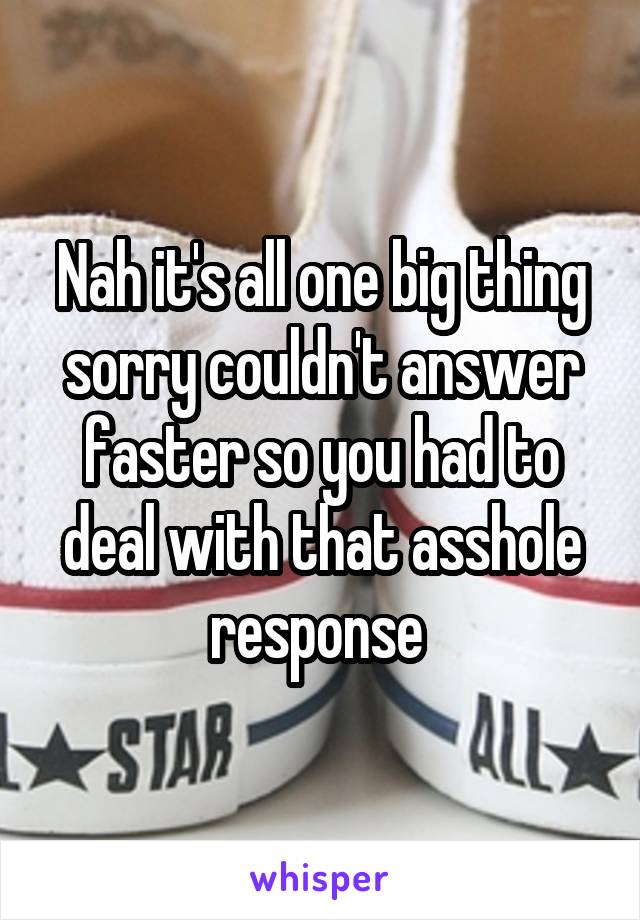 Nah it's all one big thing sorry couldn't answer faster so you had to deal with that asshole response 