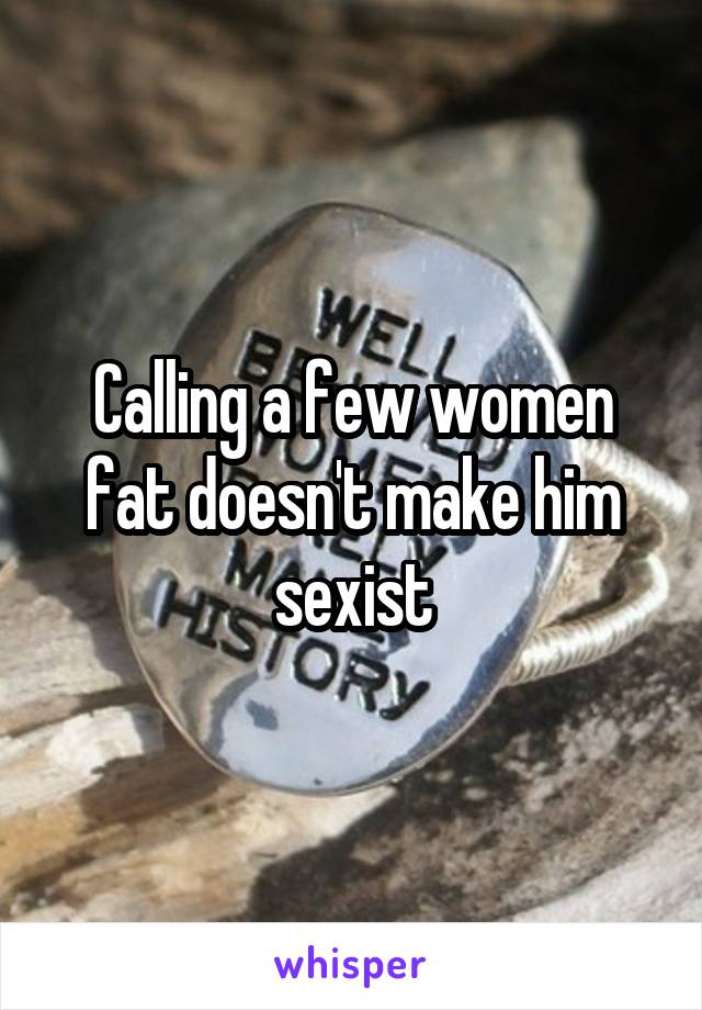 Calling a few women fat doesn't make him sexist