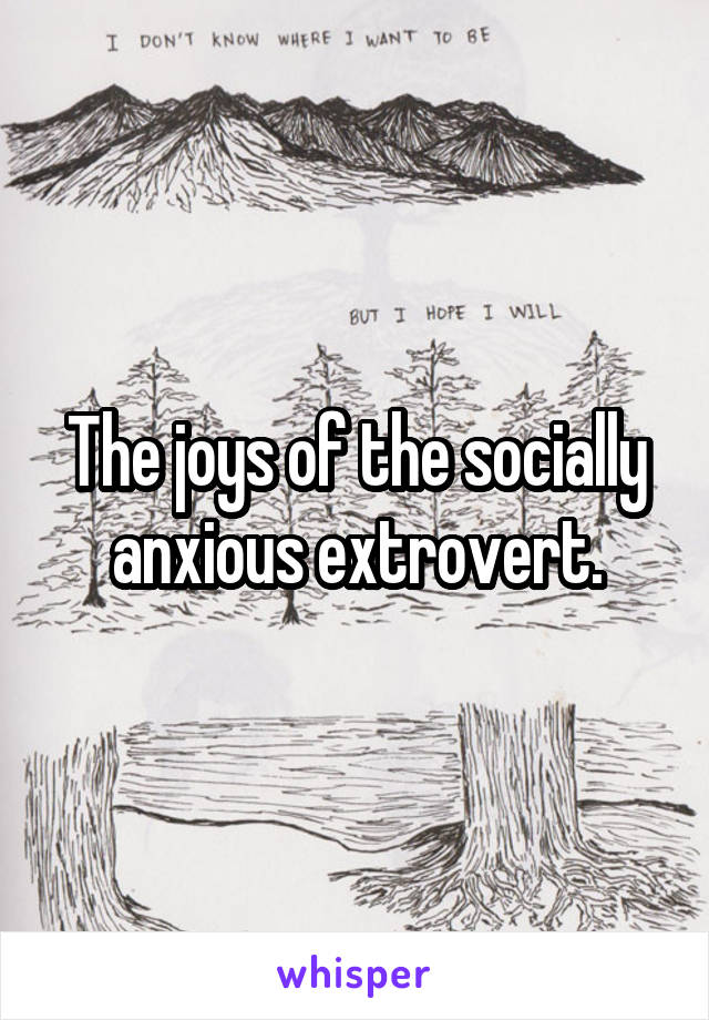 The joys of the socially anxious extrovert.