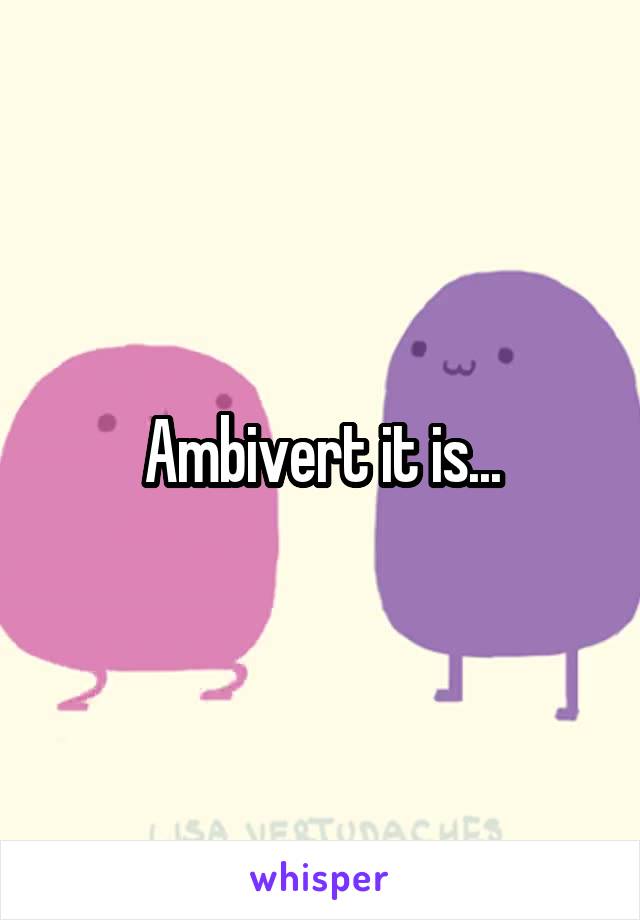 Ambivert it is...