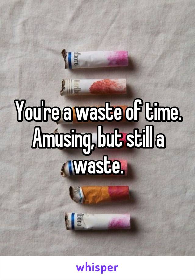 You're a waste of time. Amusing, but still a waste.