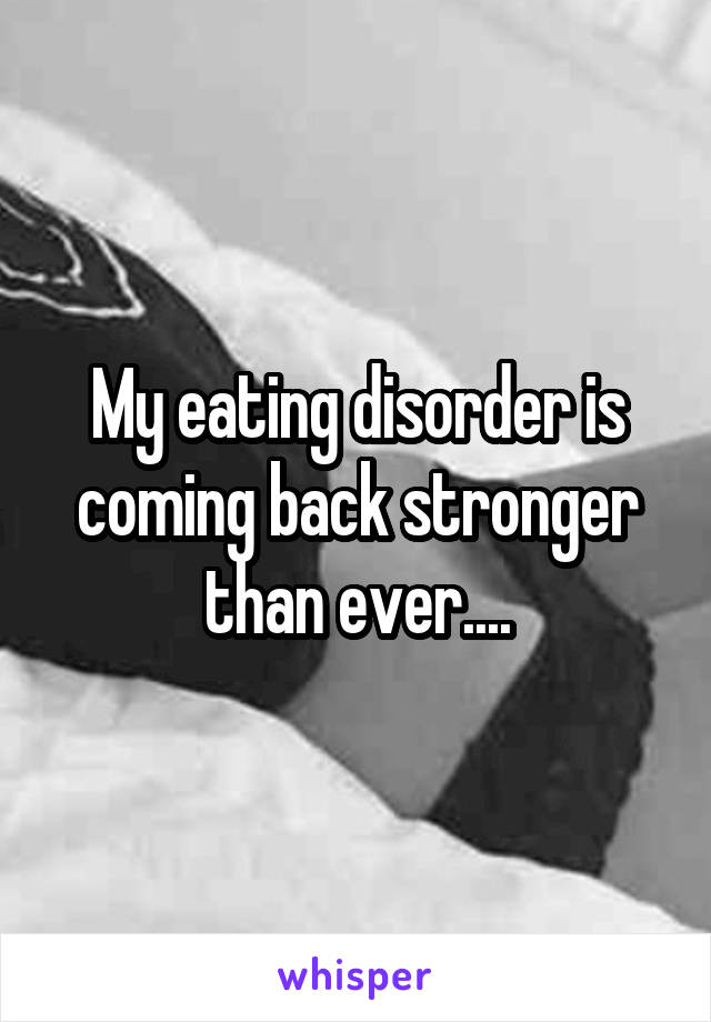 My eating disorder is coming back stronger than ever....