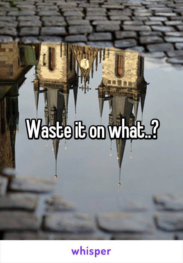 Waste it on what..?