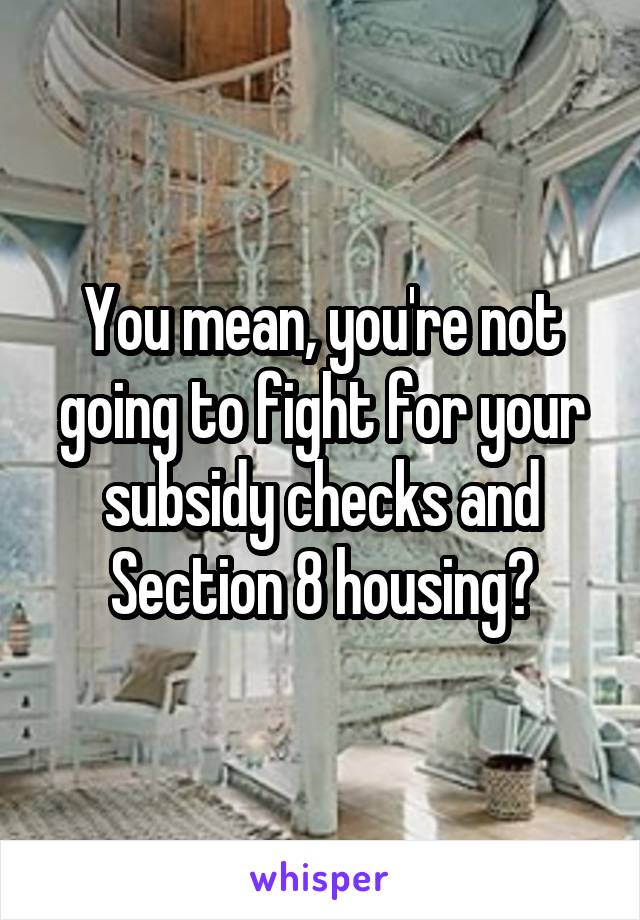 You mean, you're not going to fight for your subsidy checks and Section 8 housing?