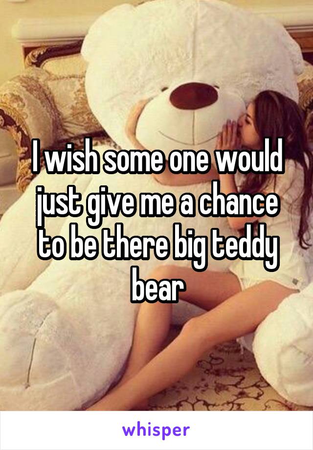 I wish some one would just give me a chance to be there big teddy bear