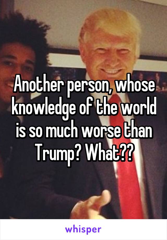 Another person, whose knowledge of the world is so much worse than Trump? What??