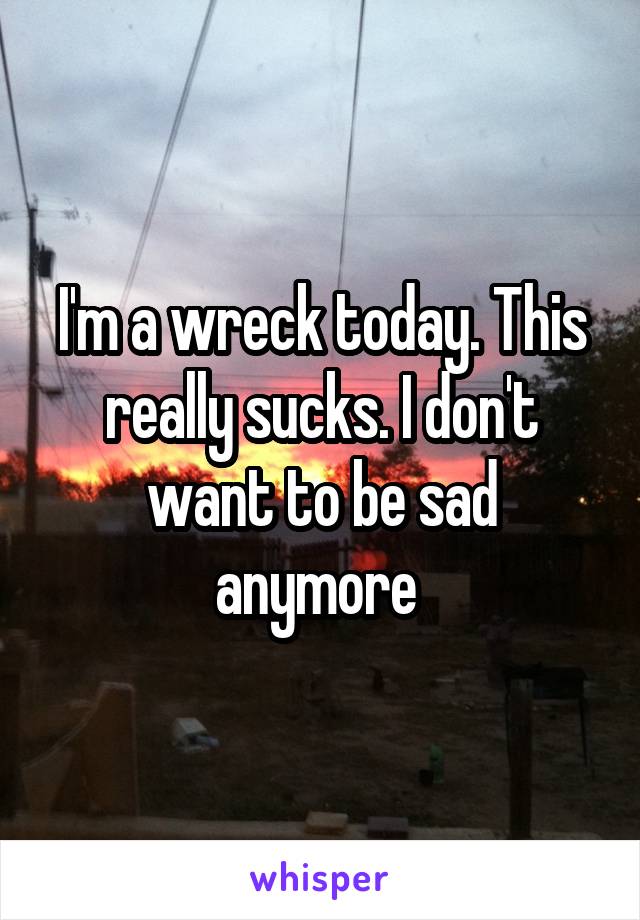 I'm a wreck today. This really sucks. I don't want to be sad anymore 