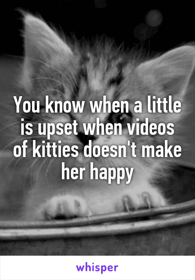 You know when a little is upset when videos of kitties doesn't make her happy