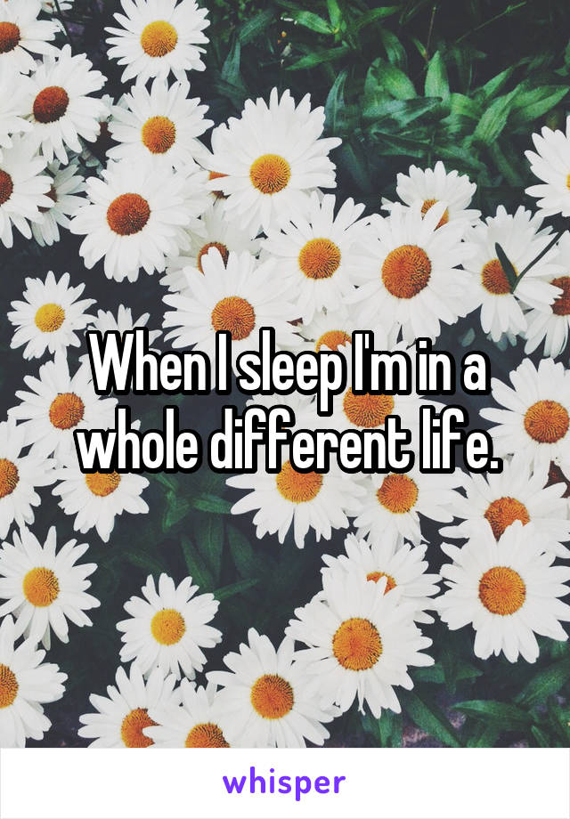 When I sleep I'm in a whole different life.