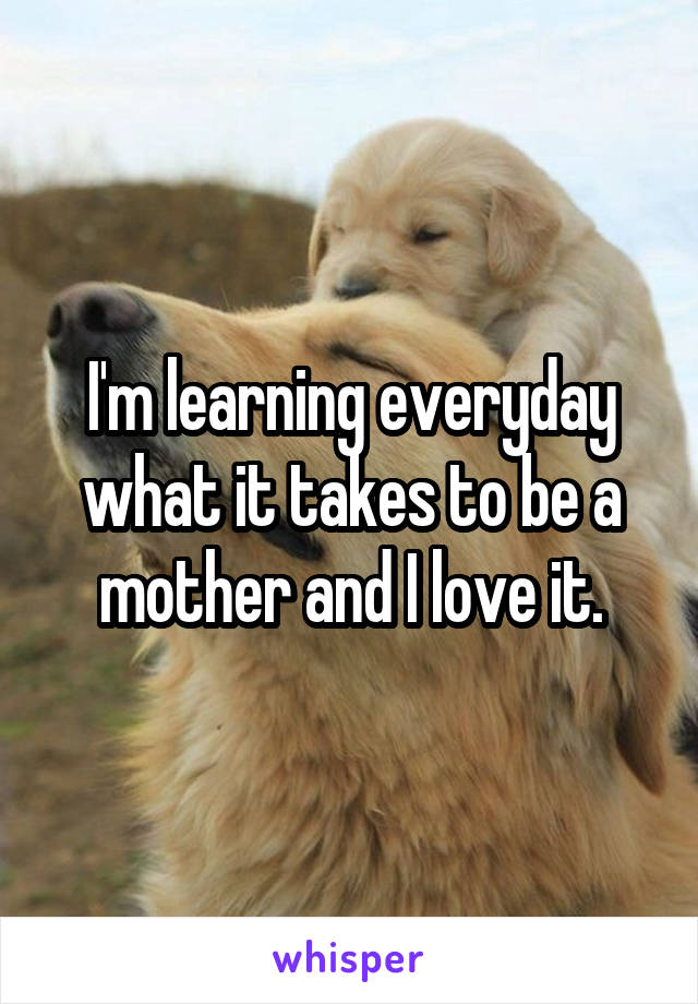I'm learning everyday what it takes to be a mother and I love it.
