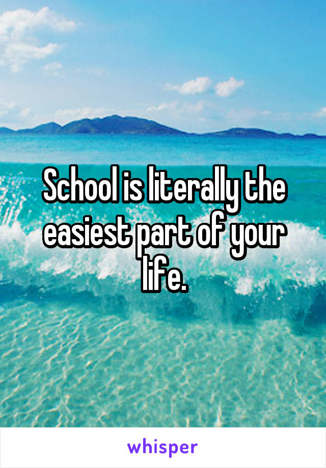 School is literally the easiest part of your life.