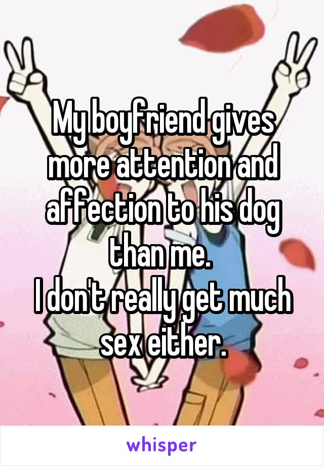 My boyfriend gives more attention and affection to his dog than me. 
I don't really get much sex either.
