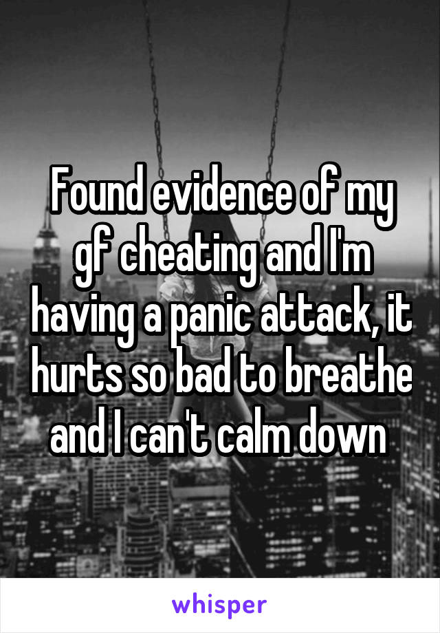 Found evidence of my gf cheating and I'm having a panic attack, it hurts so bad to breathe and I can't calm down 