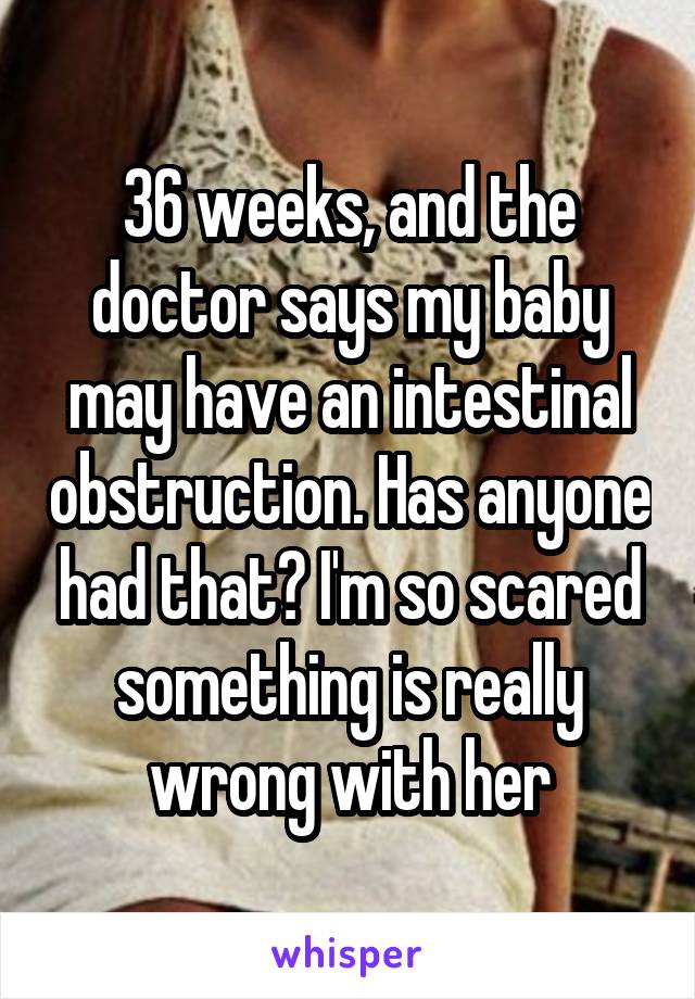 36 weeks, and the doctor says my baby may have an intestinal obstruction. Has anyone had that? I'm so scared something is really wrong with her