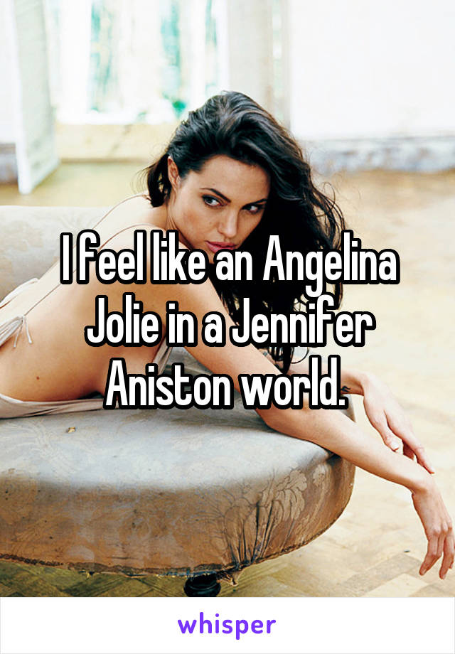 I feel like an Angelina Jolie in a Jennifer Aniston world. 