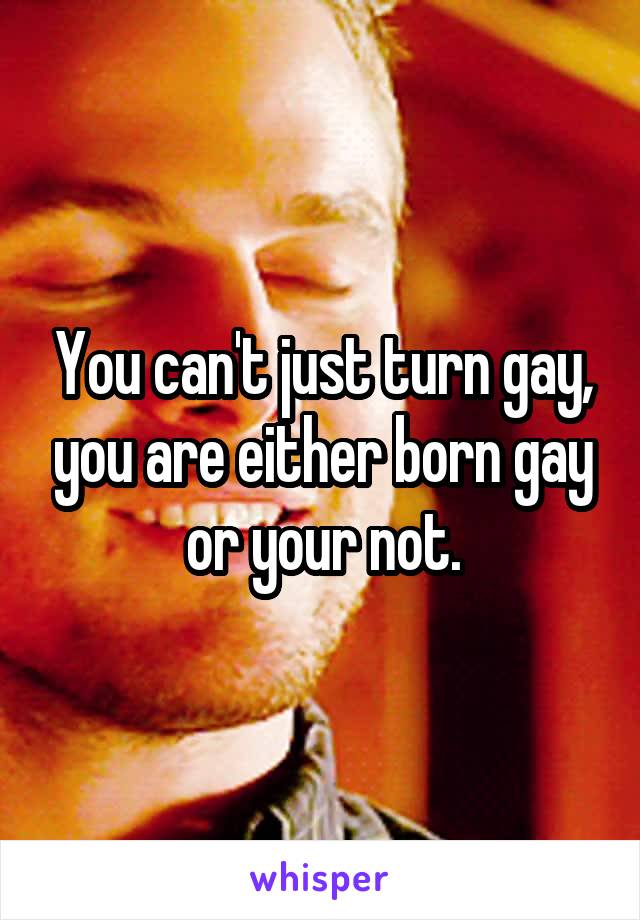 You can't just turn gay, you are either born gay or your not.