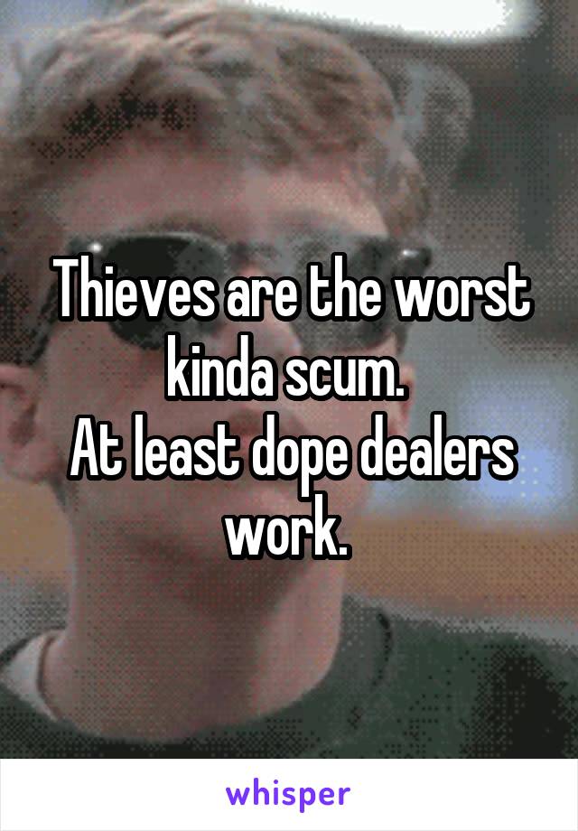 Thieves are the worst kinda scum. 
At least dope dealers work. 