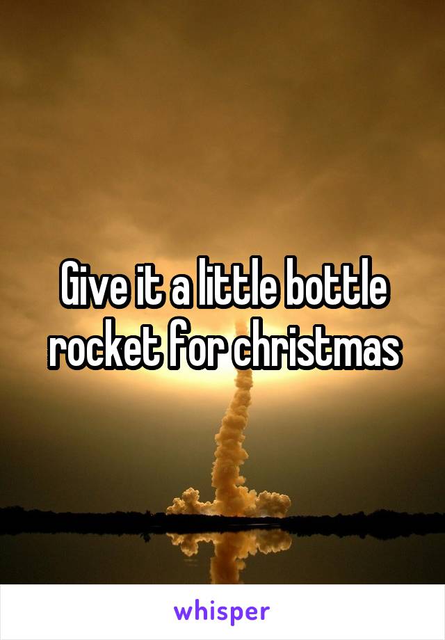 Give it a little bottle rocket for christmas