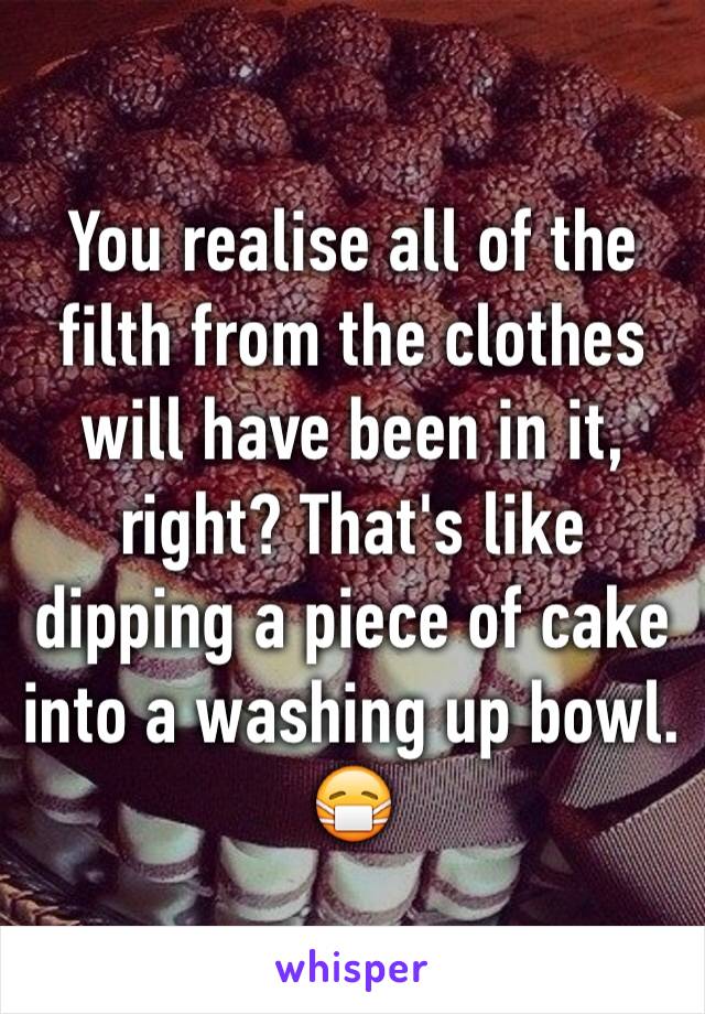 You realise all of the filth from the clothes will have been in it, right? That's like dipping a piece of cake into a washing up bowl. 😷
