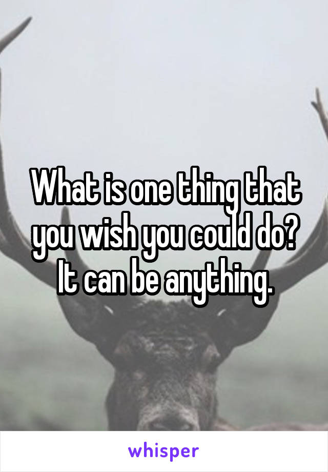 What is one thing that you wish you could do? It can be anything.