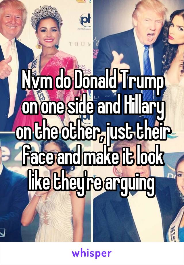 Nvm do Donald Trump on one side and Hillary on the other, just their face and make it look like they're arguing 