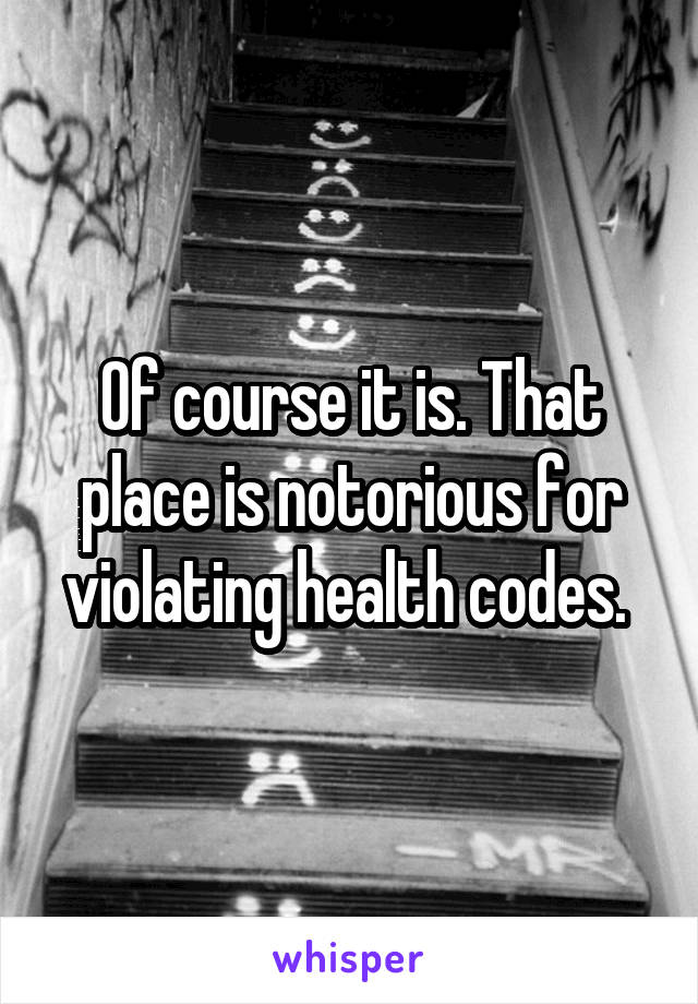Of course it is. That place is notorious for violating health codes. 