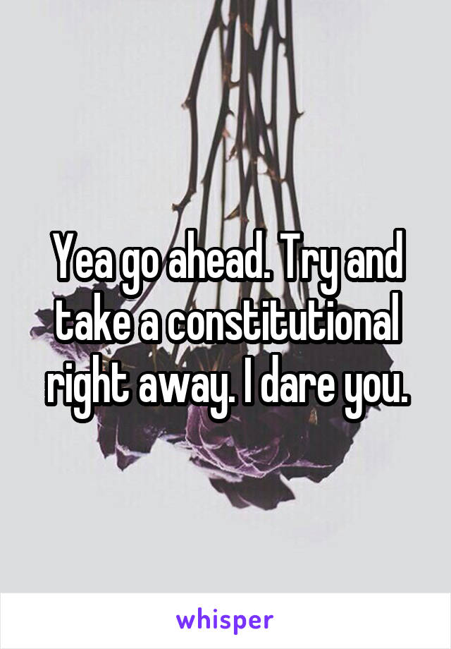 Yea go ahead. Try and take a constitutional right away. I dare you.